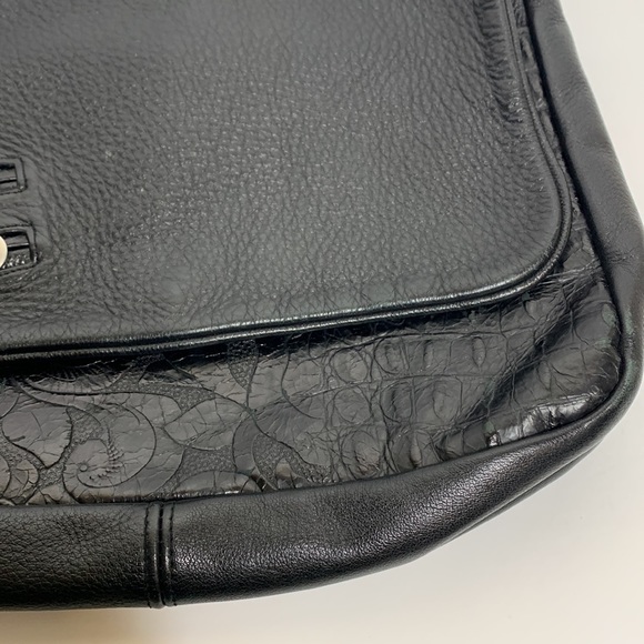 AnnRingness | Black Heavy Laptop Nag | Floral Engraved Multi Compartment Satchel - Picture 3 of 15